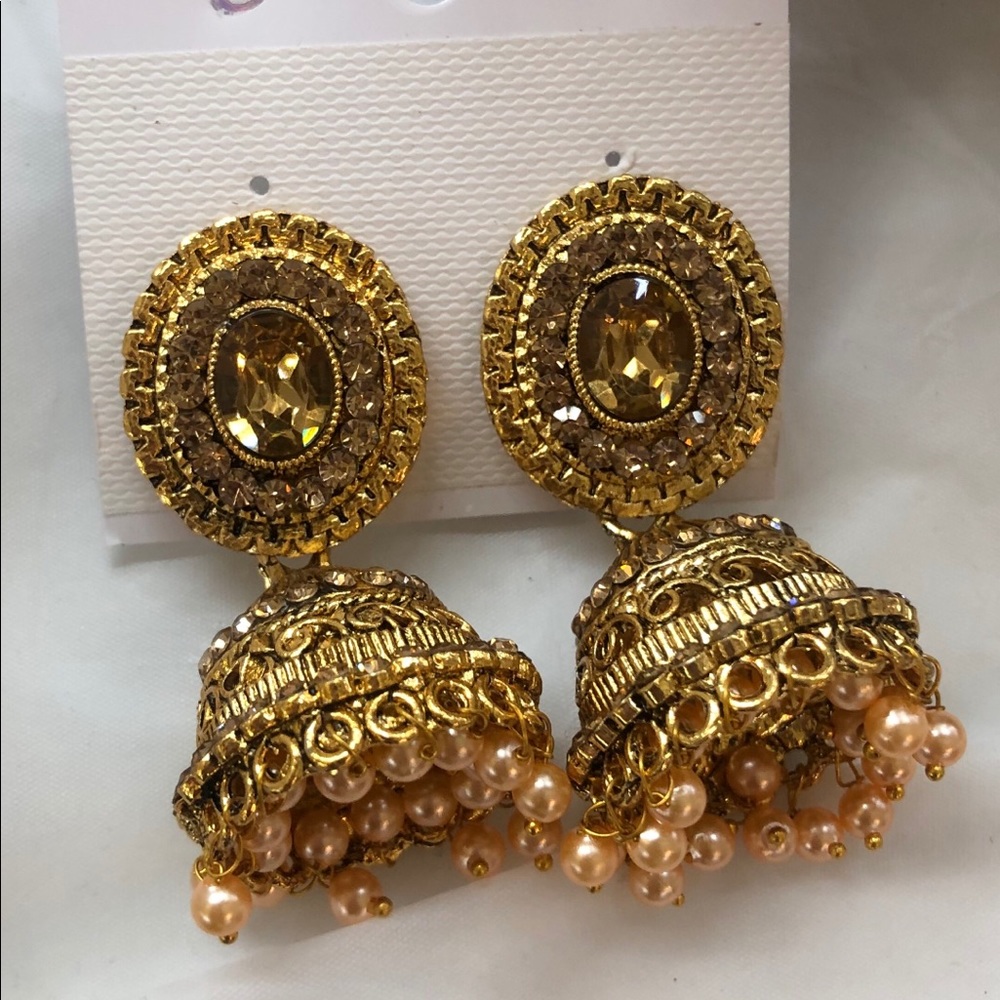 Champagne Pearl Chandelier Earrings
